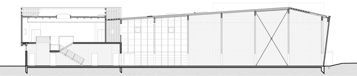 Elévation de l'extension du gymnase Lespiat à Melun - Goudenege Architectes